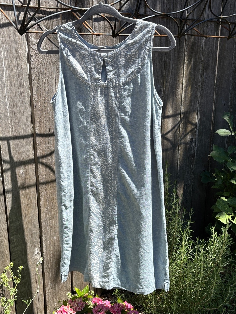 Patagonia Island Hemp and Cotton Shift Dress Light Blue Size 12